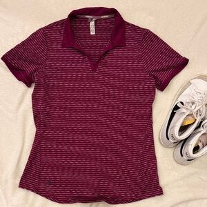 Adidas AJGA Women's Short Sleeve Striped Tee - Maroon and White